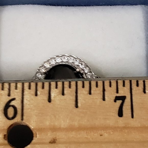 Elite Shungite/Zircon halo ring in Plat over 925 Sterling Silver sz  7 - Picture 4 of 5